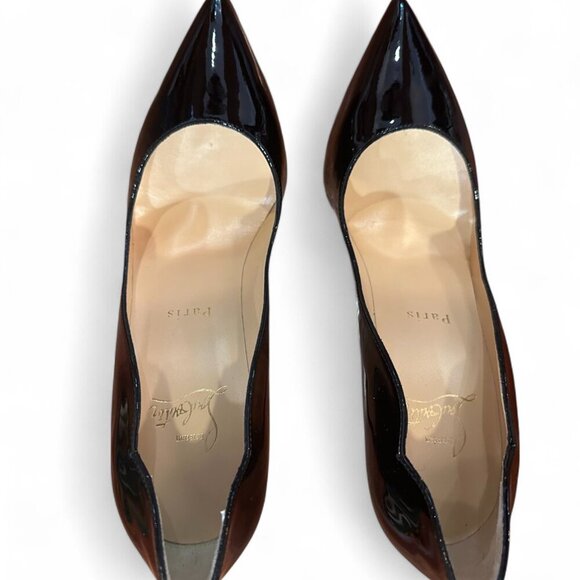 NEW Christian Louboutin Patent Black Side Cut Detail - Black - Picture 6 of 10